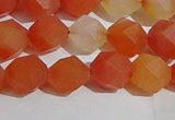 CAA1237 15.5 inches 8mm faceted nuggets matte red agate beads