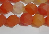 CAA1238 15.5 inches 10mm faceted nuggets matte red agate beads