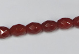 CAA125 15.5 inches 8*10mm faceted rice red agate gemstone beads