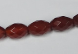 CAA126 15.5 inches 10*14mm faceted rice red agate gemstone beads