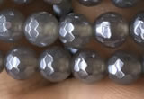 CAA1260 15.5 inches 6mm faceted round AB-color grey agate beads