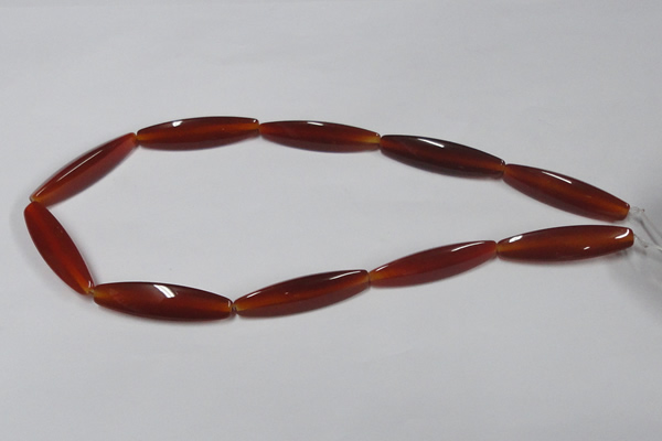 CAA128 15.5 inches 10*40mm rice red agate gemstone beads