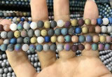 CAA1281 15.5 inches 6mm round matte plated druzy agate beads