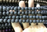 CAA1300 15.5 inches 8mm round matte plated druzy agate beads