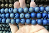 CAA1358 15.5 inches 14mm round matte plated druzy agate beads