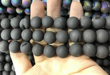 CAA1381 15.5 inches 16mm round matte plated druzy agate beads