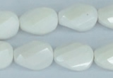 CAA14 15.5 inches 13*18mm faceted & twisted oval white agate beads