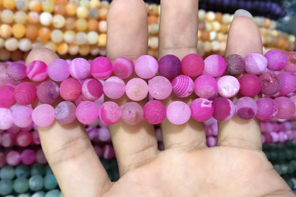 CAA1407 15.5 inches 8mm round matte druzy agate beads