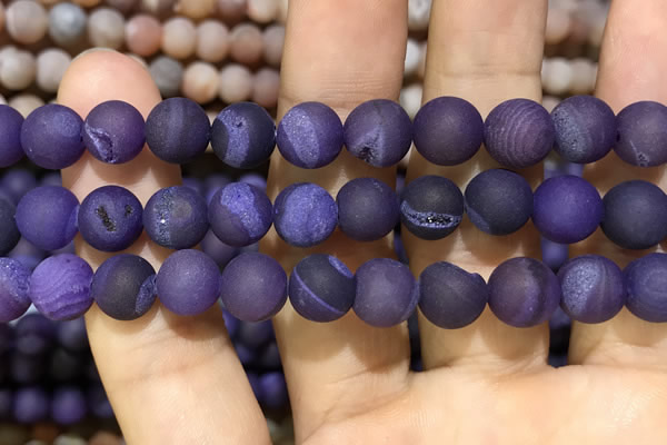 CAA1451 15.5 inches 14mm round matte druzy agate beads