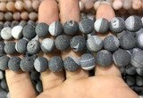 CAA1455 15.5 inches 14mm round matte druzy agate beads