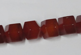 CAA146 15.5 inches 12*14mm faceted cube red agate gemstone beads