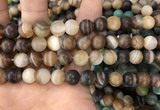 CAA1478 15.5 inches 12mm round matte banded agate beads wholesale