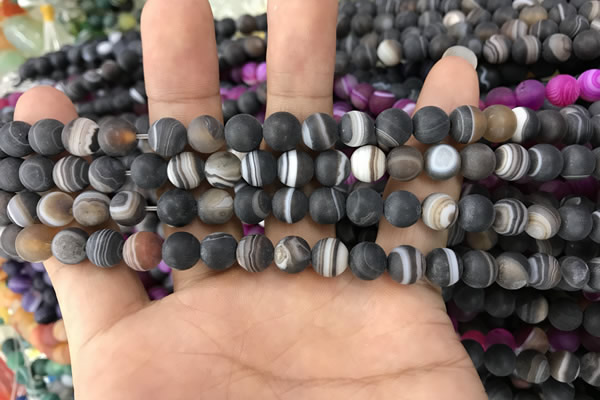 CAA1480 15.5 inches 6mm round matte banded agate beads wholesale