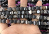 CAA1481 15.5 inches 8mm round matte banded agate beads wholesale