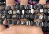 CAA1483 15.5 inches 12mm round matte banded agate beads wholesale