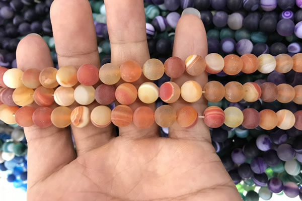 CAA1490 15.5 inches 6mm round matte banded agate beads wholesale