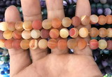 CAA1492 15.5 inches 10mm round matte banded agate beads wholesale