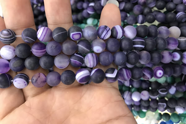 CAA1495 15.5 inches 6mm round matte banded agate beads wholesale