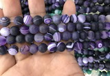 CAA1496 15.5 inches 8mm round matte banded agate beads wholesale