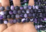 CAA1497 15.5 inches 10mm round matte banded agate beads wholesale