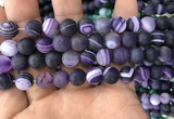 CAA1498 15.5 inches 12mm round matte banded agate beads wholesale