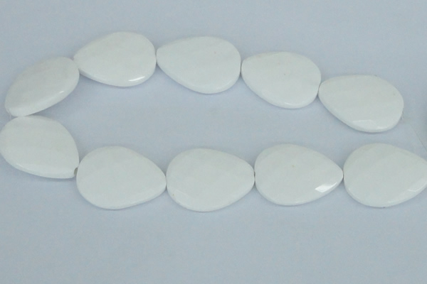 CAA15 15.5 inches 30*40mm faceted flat teardrop white agate beads