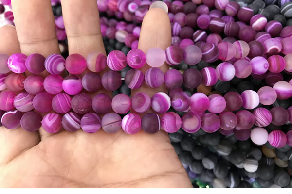 CAA1500 15.5 inches 6mm round matte banded agate beads wholesale