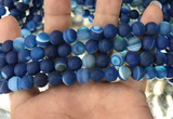 CAA1506 15.5 inches 8mm round matte banded agate beads wholesale