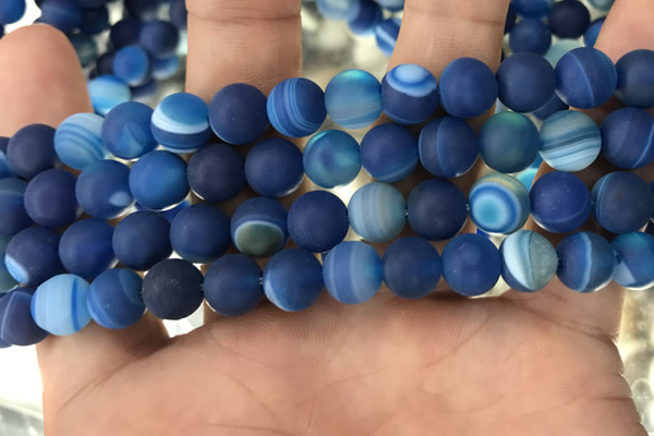 CAA1508 15.5 inches 12mm round matte banded agate beads wholesale