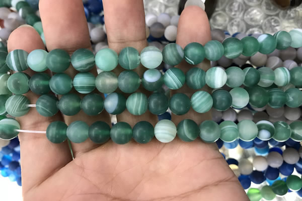 CAA1515 15.5 inches 6mm round matte banded agate beads wholesale