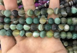 CAA1522 15.5 inches 10mm round matte banded agate beads wholesale