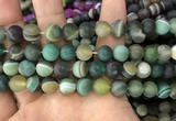 CAA1523 15.5 inches 12mm round matte banded agate beads wholesale