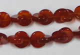 CAA153 15.5 inches 12*12mm curved moon red agate gemstone beads