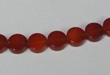 CAA154 15.5 inches 8mm coin red agate gemstone beads