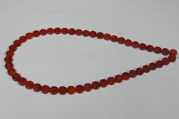 CAA154 15.5 inches 8mm coin red agate gemstone beads