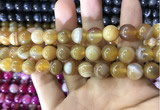 CAA1552 15.5 inches 12mm round banded agate beads wholesale