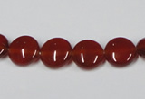 CAA156 15.5 inches 10mm flat round red agate gemstone beads