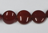 CAA157 15.5 inches 15mm flat round red agate gemstone beads