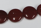 CAA158 15.5 inches 18mm flat round red agate gemstone beads