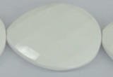 CAA16 15.5 inches 40*50mm faceted flat teardrop white agate beads