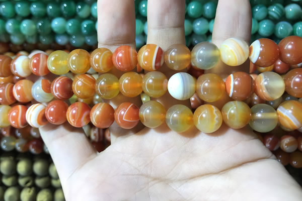 CAA1611 15.5 inches 10mm round banded agate beads wholesale