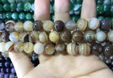 CAA1618 15.5 inches 12mm round banded agate beads wholesale