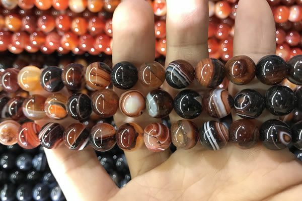 CAA1624 15.5 inches 12mm round banded agate beads wholesale