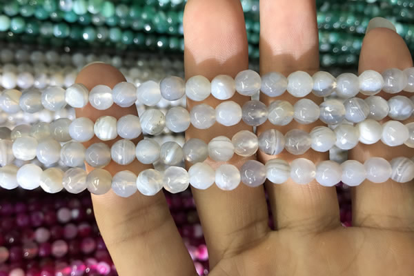 CAA1630 15.5 inches 6mm faceted round banded agate beads