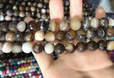 CAA1638 15.5 inches 12mm faceted round banded agate beads