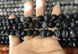 CAA1642 15.5 inches 10mm faceted round banded agate beads