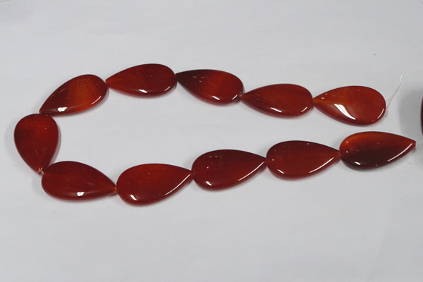 CAA167 15.5 inches 22*36mm flat teardrop red agate gemstone beads