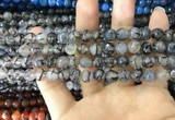 CAA1700 15 inches 8mm faceted round fire crackle agate beads