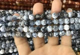 CAA1702 15 inches 8mm faceted round fire crackle agate beads