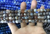 CAA1704 15 inches 8mm faceted round fire crackle agate beads